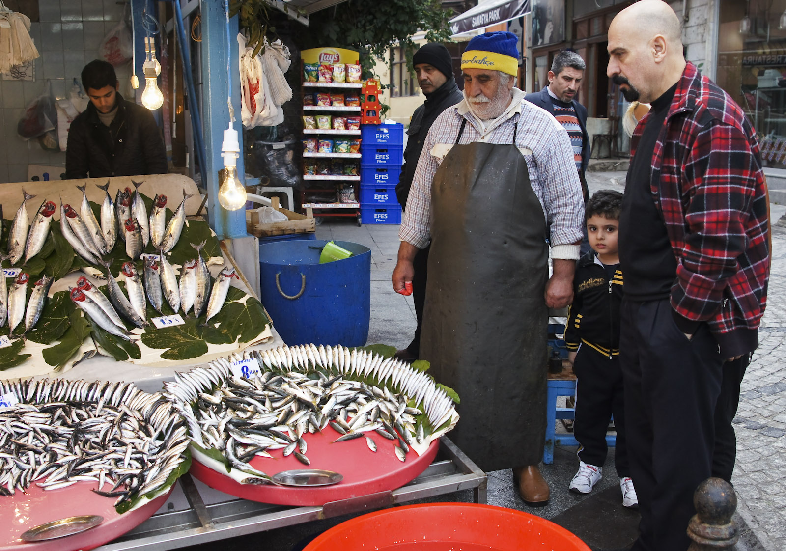 Locals Shopping for seafood at the Fish Market, Istanbul