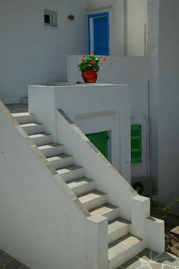 Steps to the blue door