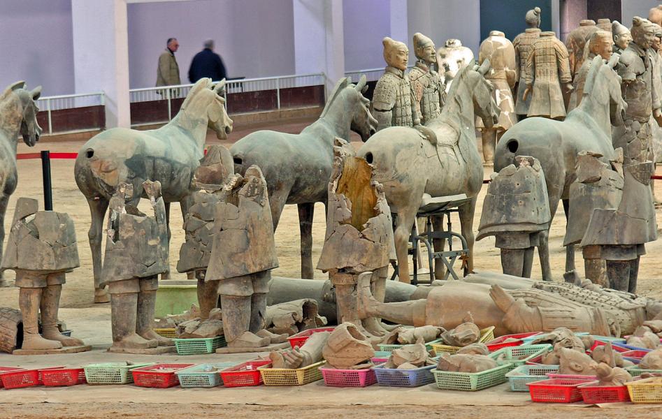 Putting the pieces back together, Terra Cota Warriors, Xian, China
