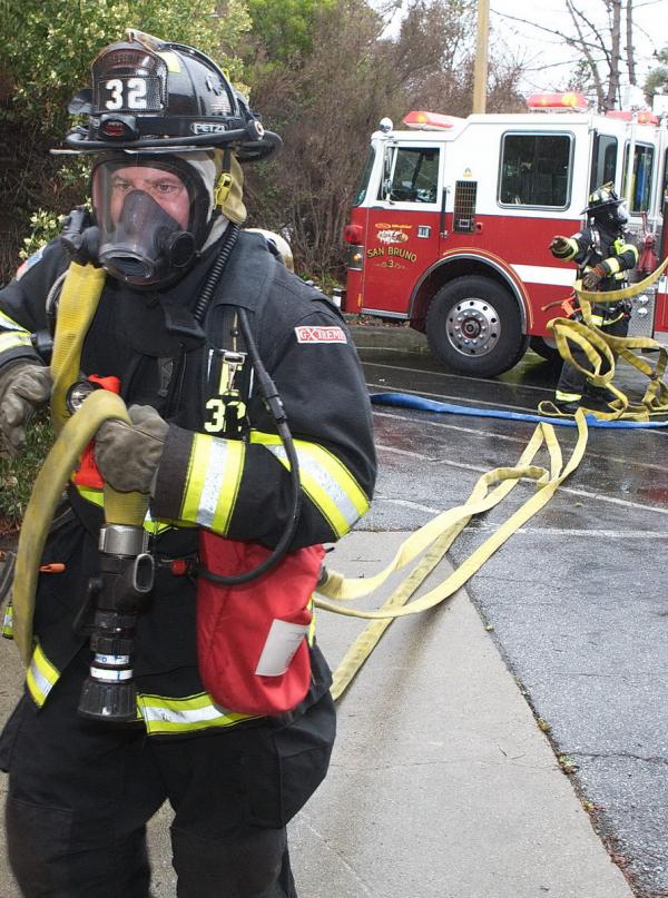 Focused concentration when entering a smoke filled building