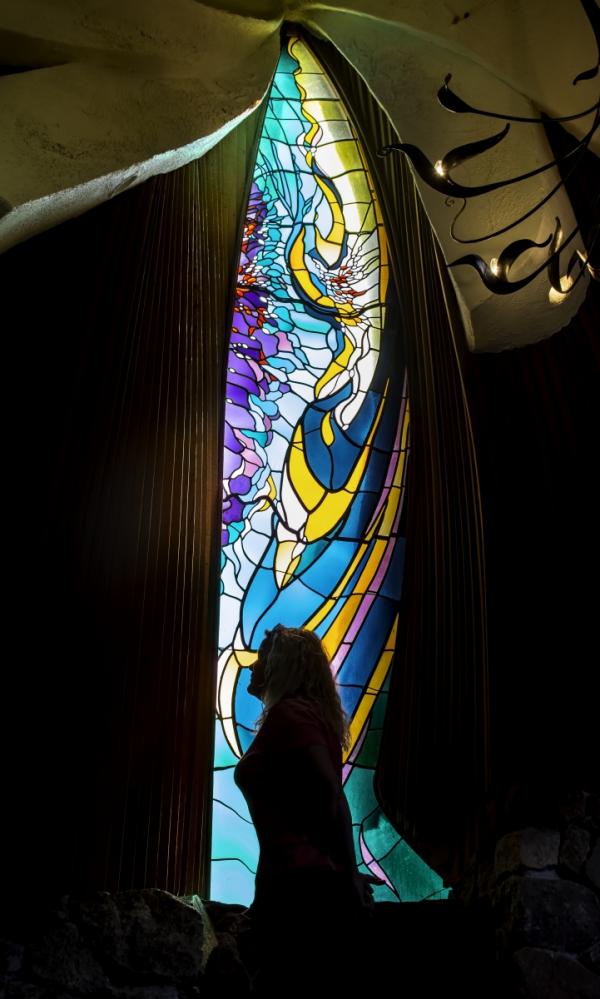 A Visitor Admires the Non-Demoninational Chapel at Sea Ranch CA, Where Every Detail Evokes the Ocean