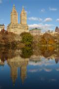 The Jacqueline Kennedy-Onassis Reservoir in Central Park reflects the Upper West side architecture. NYC