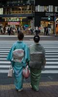Ladies In Kimono At Ginza Crossing, Tokyo