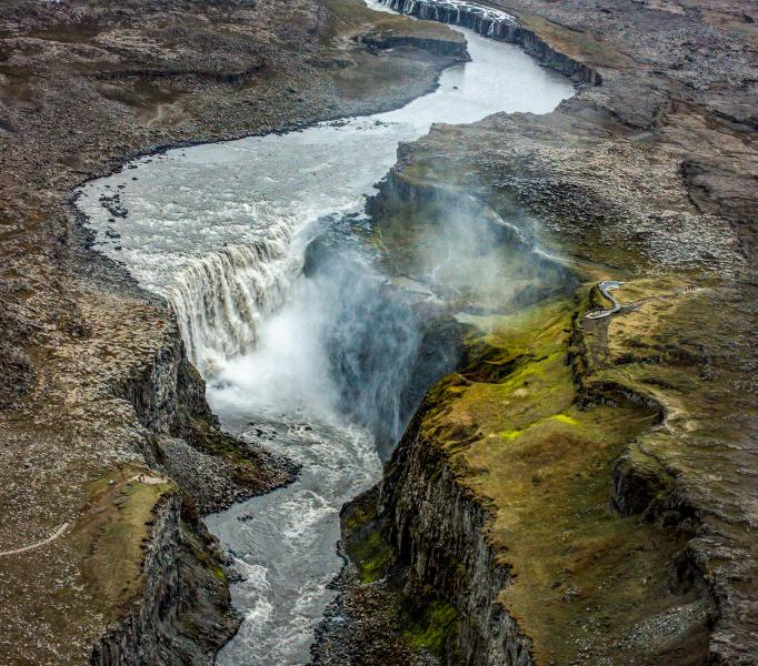 The Dettifoss waterfall in Northern Iceland, Europe's most powerful waterfall