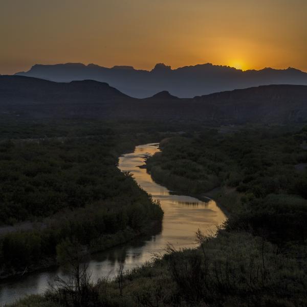 Sunset over the Rio Grande River, Big Bent, Texas