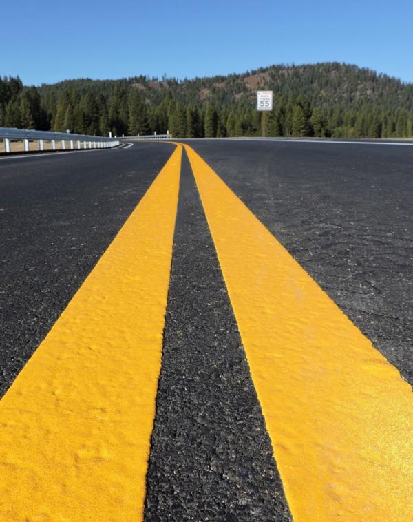 State Route 89 at the Lake Almanor Spillway, Lassen Volcanic National Park, Plumas County, California in November of 2018