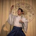 Minosuke Nishikawa V of the Tokyo based Nishikawa School of Japanese dance performs the dance TAMAYA at the Buddhist Church of San Francisco. June 2019.