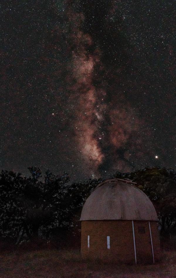 The Milky Way over a moon-lit dome at Oak Ridge Observatory