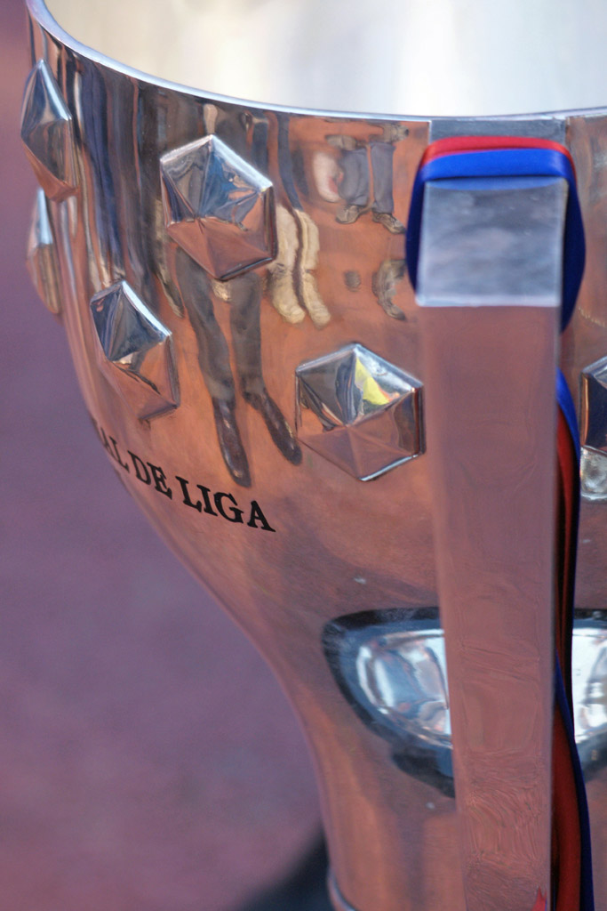 Reflections in Spanish Soccer League Championship Trophy, Candlestick Park, Ca