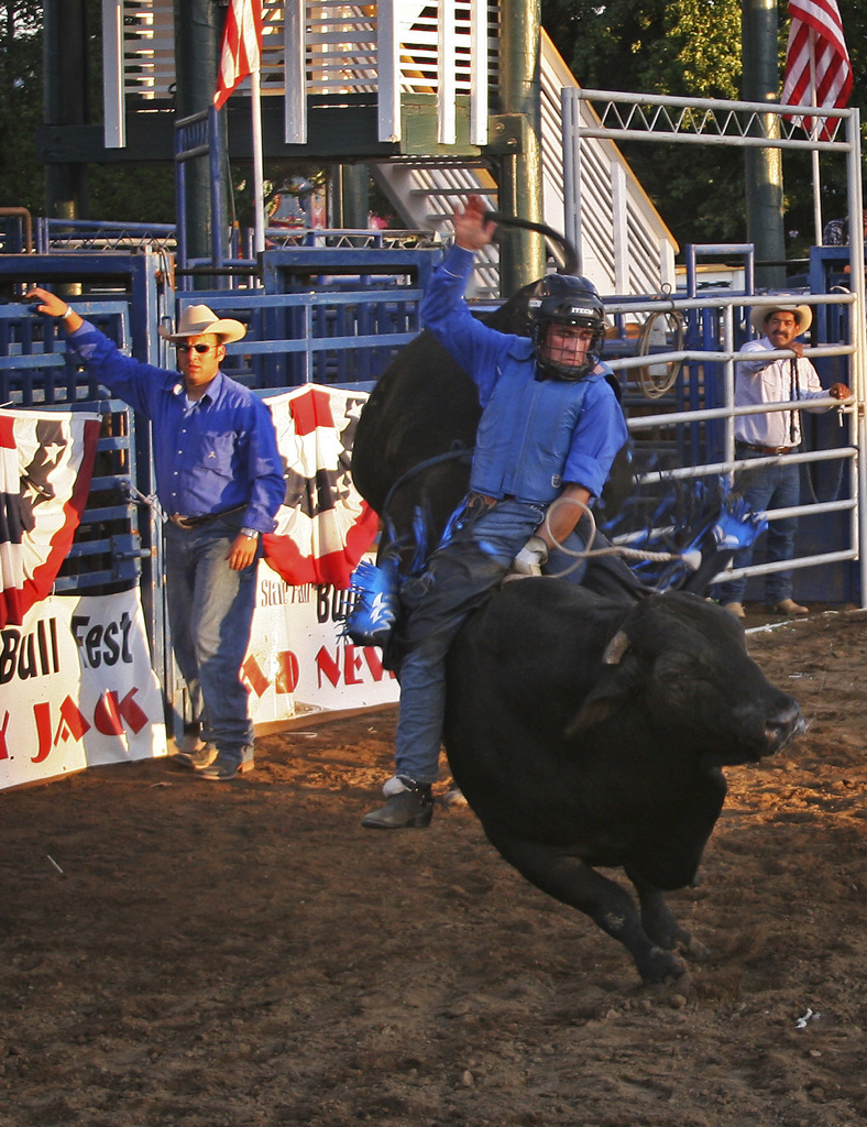 Bull Rider Hangs On, Ca St Fair