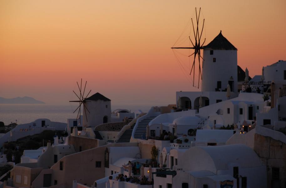 Sunset in Oia, Santorini, Greece