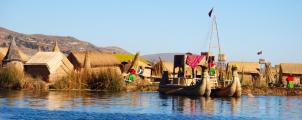 Life on a floating island, Uros, Peru