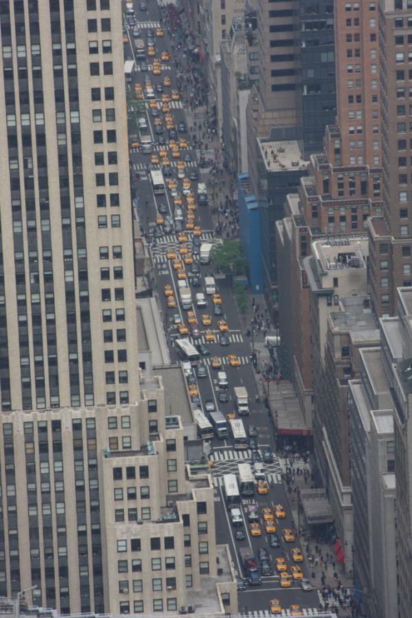 Taxi Conga Line in midtown Manhattan