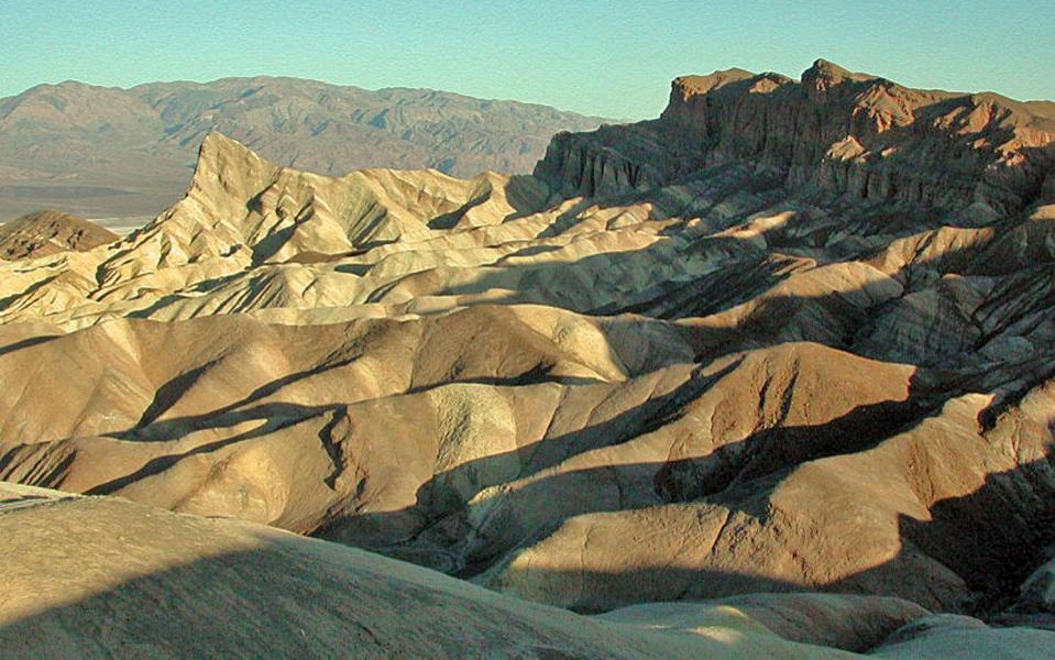 The Zabriskie Point badlands are developed on a mudstone foundation( Furance Creek Formation)