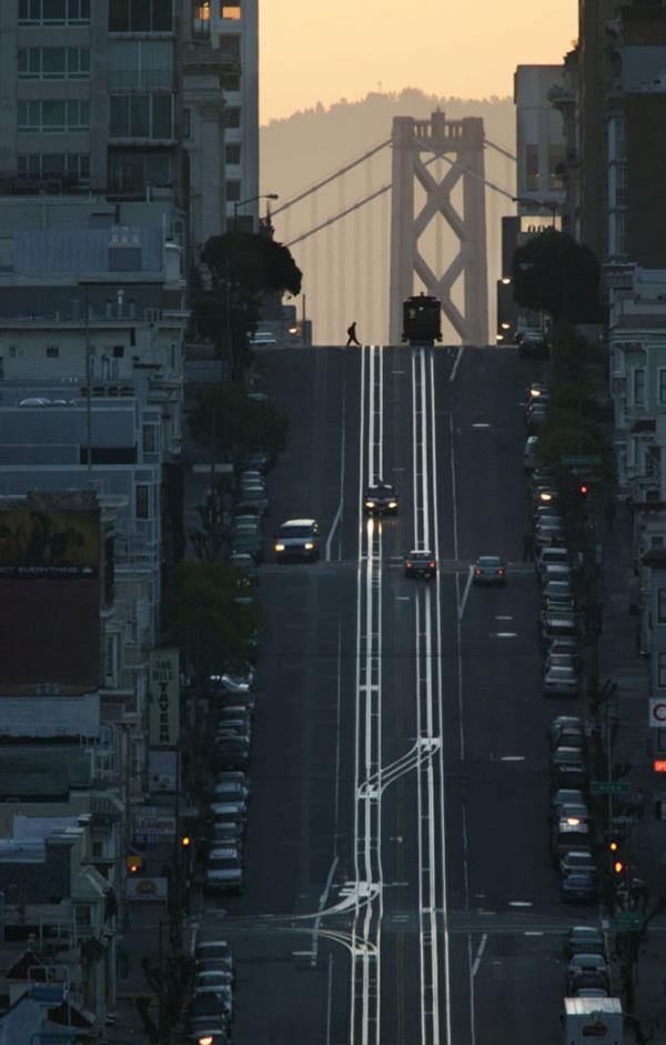 Traveling to San Francisco viewing Bay Bridge at Californis St. and Octavia