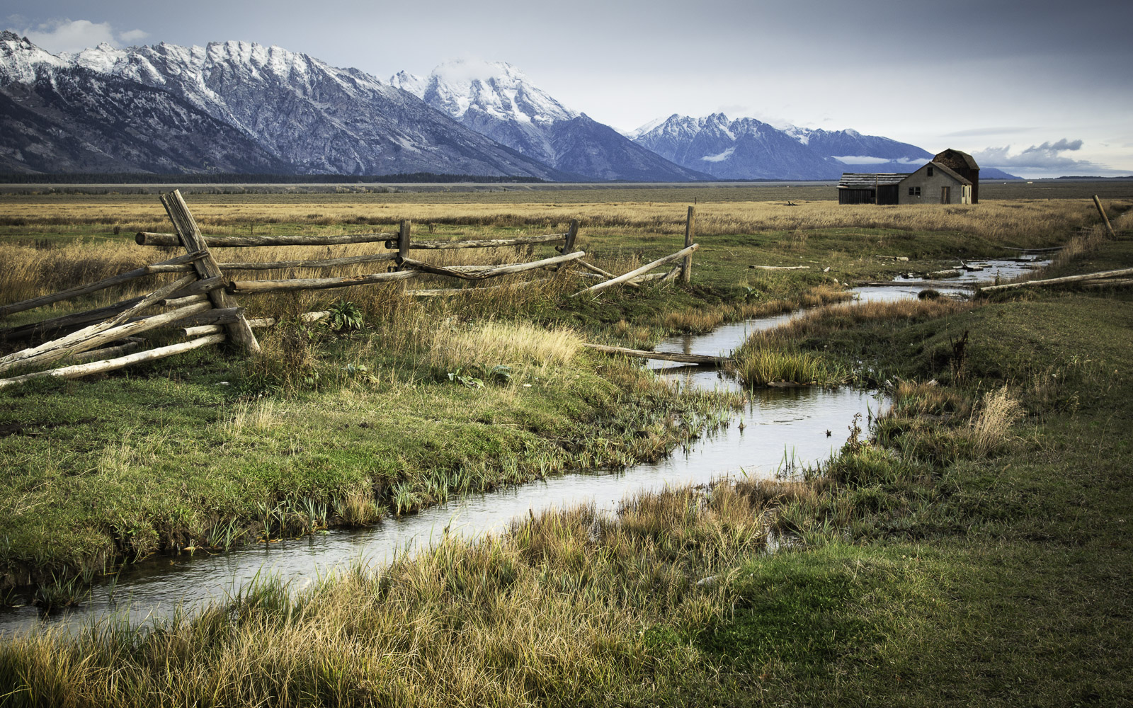 Fence, Ditch and Grand Tetons